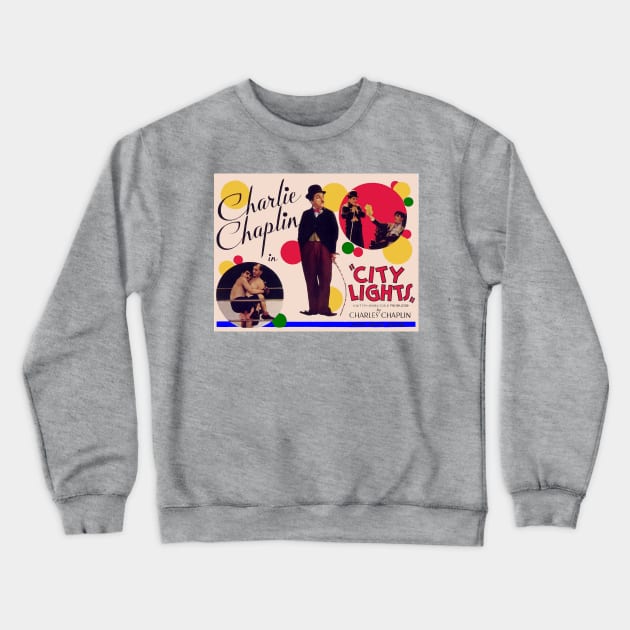 Classic Comedy Lobby Card - City Lights Crewneck Sweatshirt by Starbase79